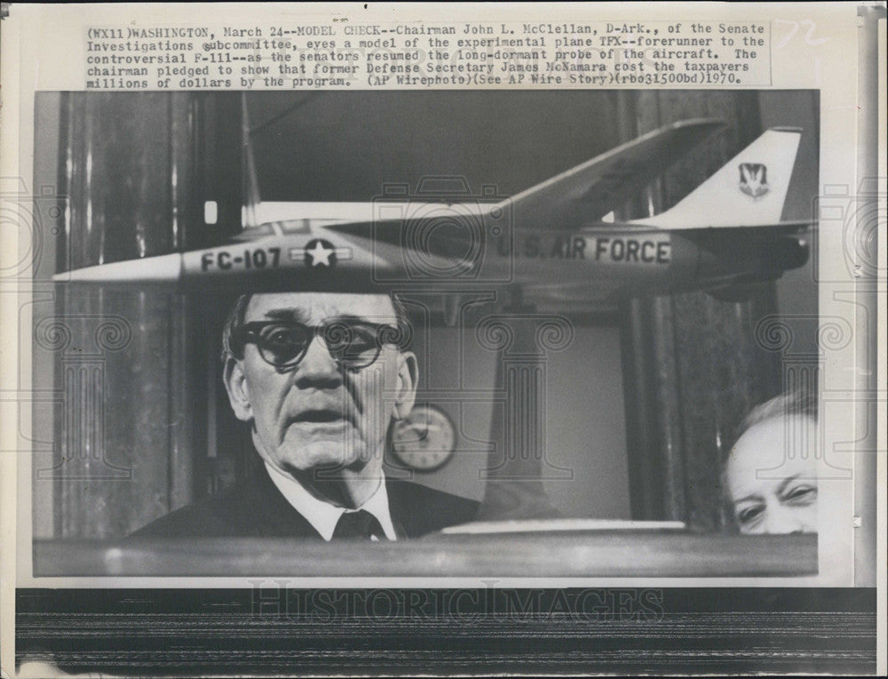 1970 Press Photo Chairman John McClellan D-Arkansas - Historic Images