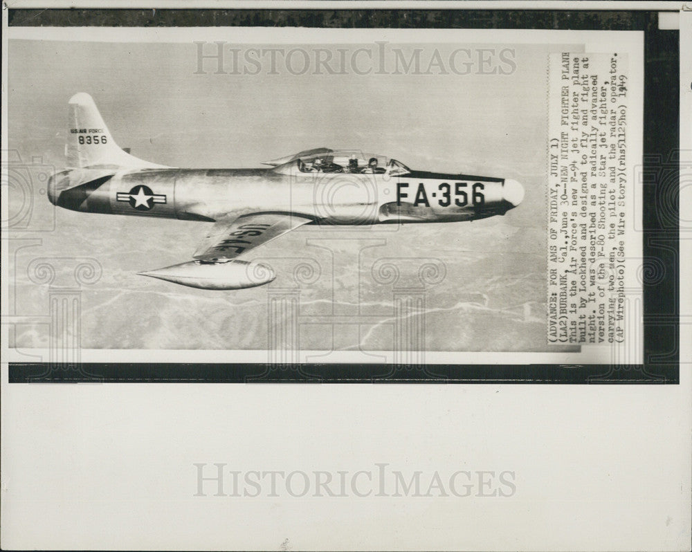 1949 Press Photo New Night Fighter Plane - Historic Images