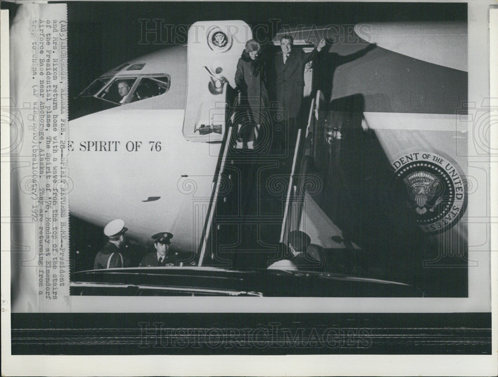 1972 Press Photo President Mrs. Nixon Presidential Plane - Historic Images