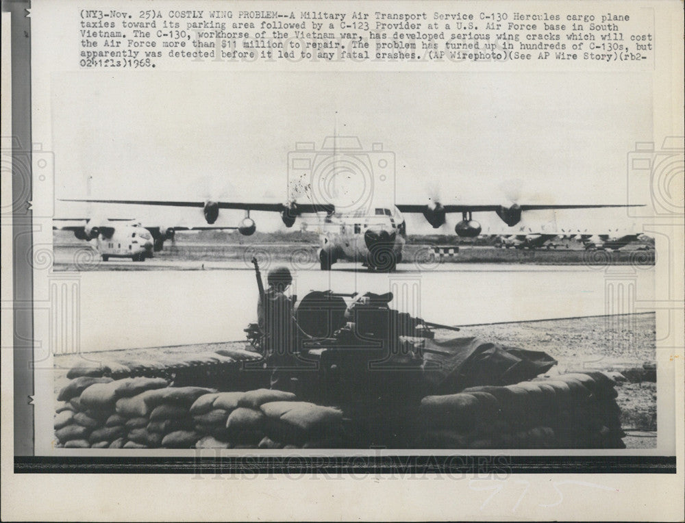 1968 Press Photo Military Air Transport Service C130 Hercules Cargo Plane - Historic Images