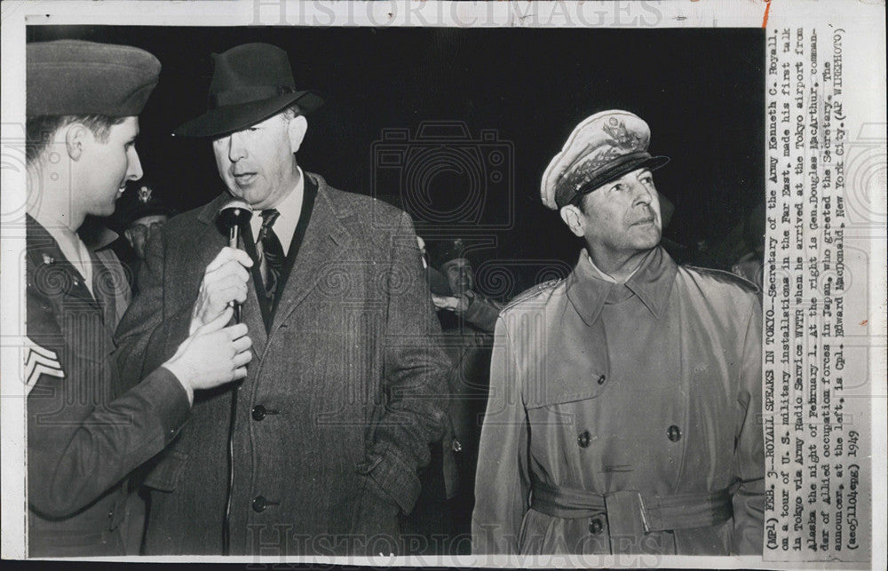 1949 Press Photo Secretary of the Army Kenneth C. Royall and Gen. MacArthur - Historic Images