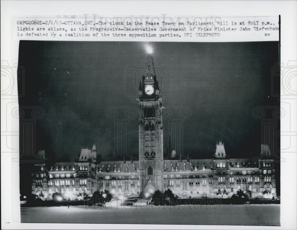 1963 Press Photo Peace Tower Clock Parliament Hill Ottawa Canada - Historic Images