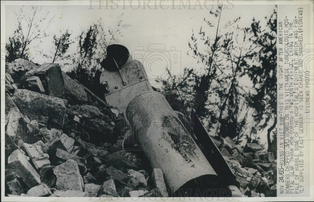 1965 Press Photo American Bombers Destroy Hospital Near Thanh Hoa viet Nam - Historic Images