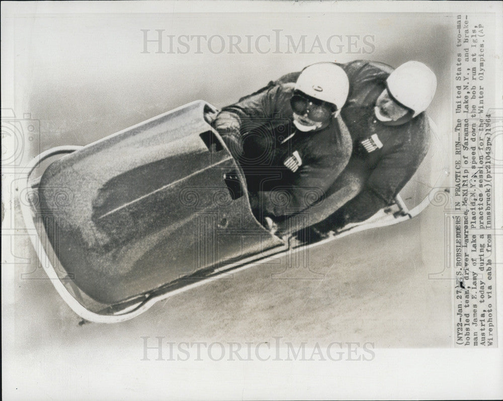 1964 Press Photo U.S. bobsled team driver Lawrence McKillip and James E. Lany - Historic Images