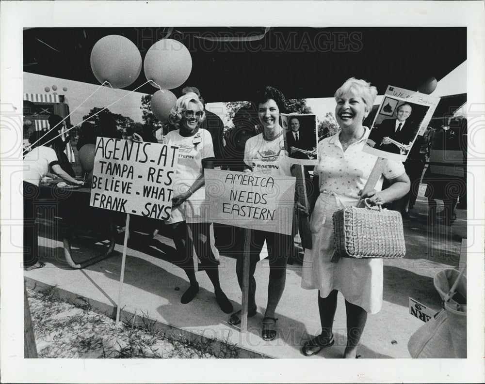 1983 Press Photo Eastern Airline Employees host rally for boss Frank Borman - Historic Images