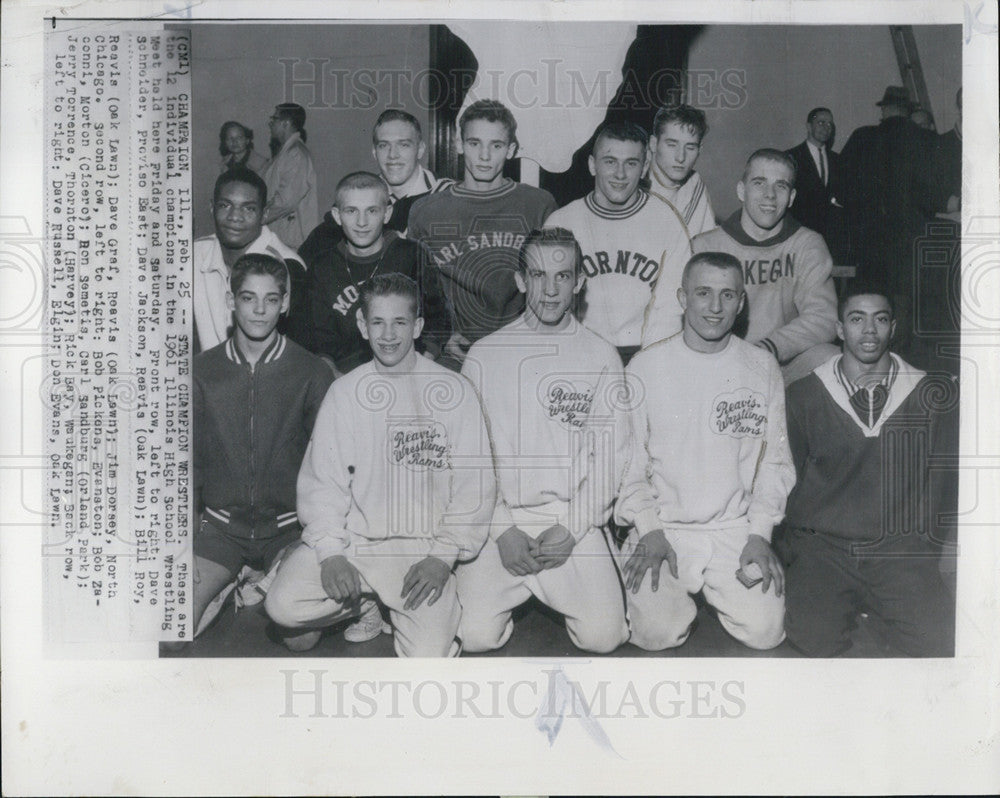 1961 Press Photo individual champions 1961 Illinois High School wrestling - Historic Images