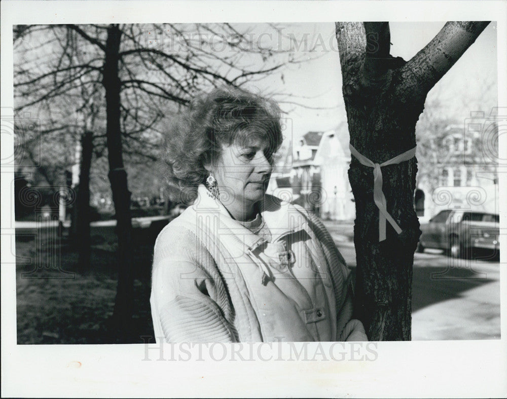 1990 Press Photo Yellow Ribbon Tree Cicero Renee Tesar Military Middle East - Historic Images