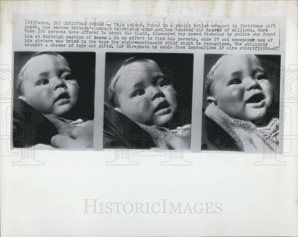 1967 Press Photo Baby who was found abandoned up for adoption - Historic Images