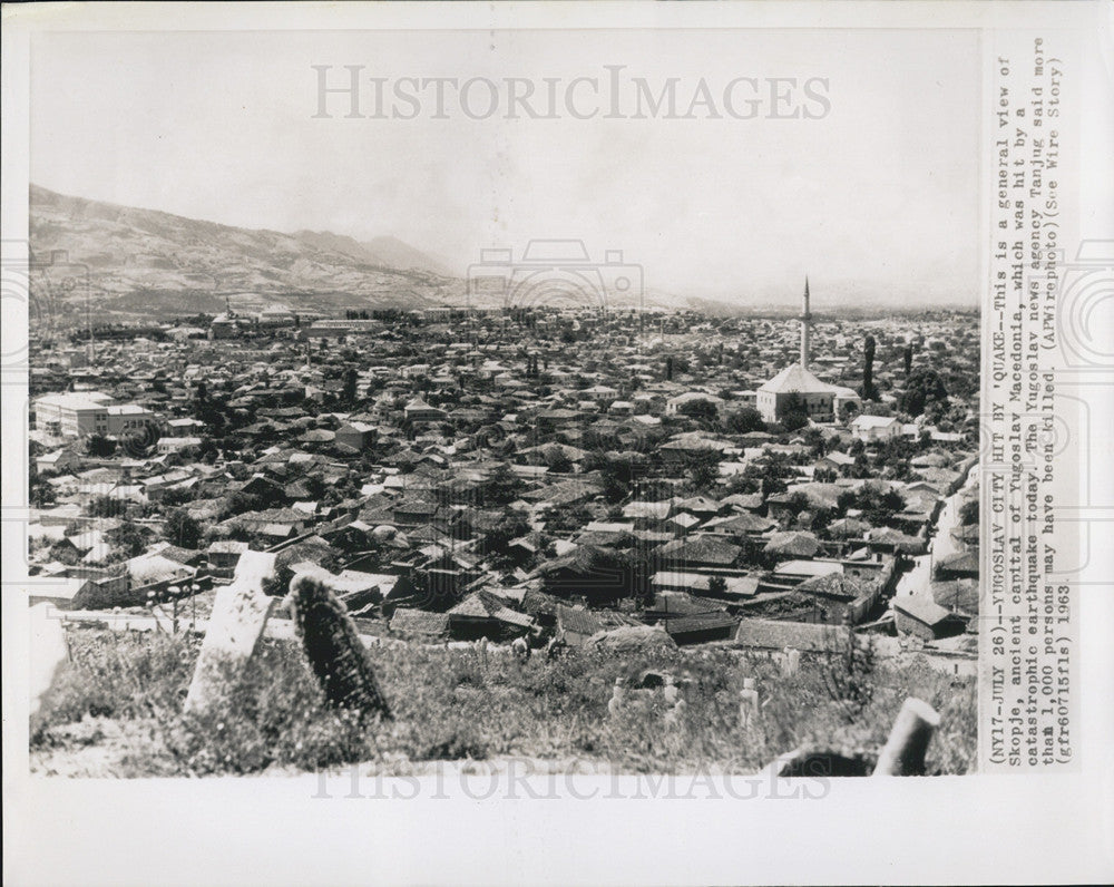 1963 Press Photo Yugoslav city hit by earthquake - Historic Images