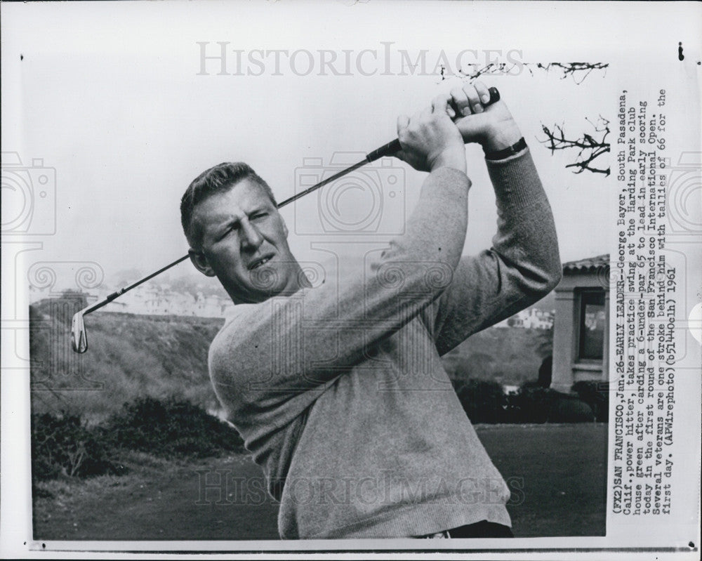 1961 Press Photo George Bayer takes a practice swing at Harding Park club - Historic Images