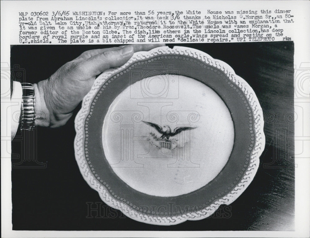 1965 Press Photo Dinner plate form the Abraham Lincoln collection - Historic Images