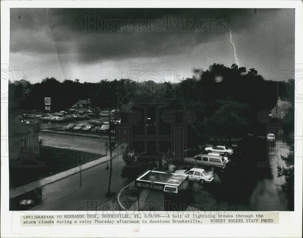 1989 Press Photo Lightning Bolt, Brooksville, Hernando County, Florida - Historic Images