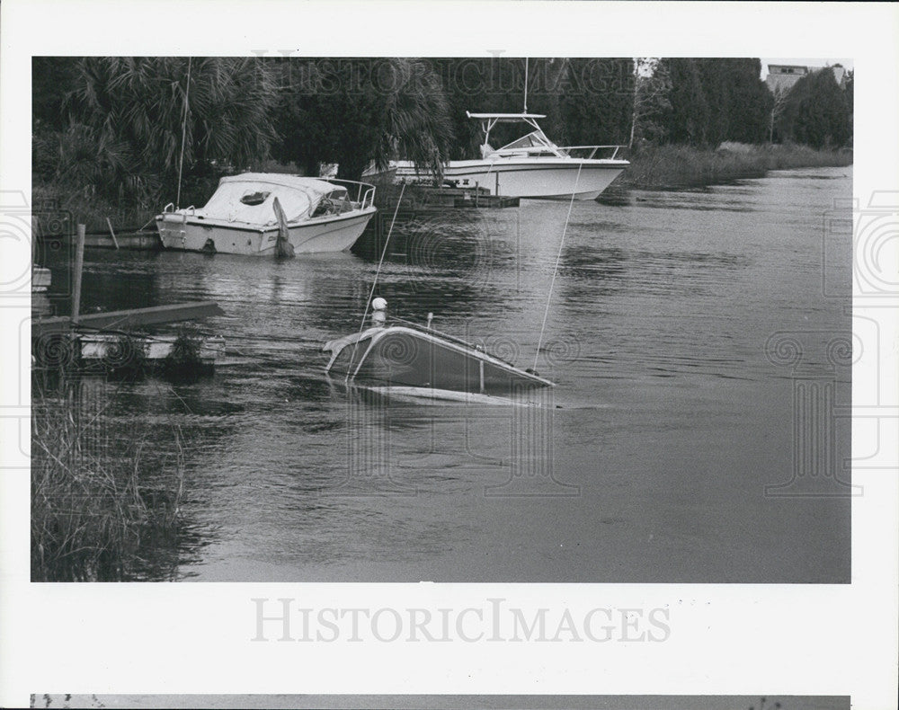 1987 Press Photo Blue Water Isle, Keeki Wachee Gardens, Boats - Historic Images