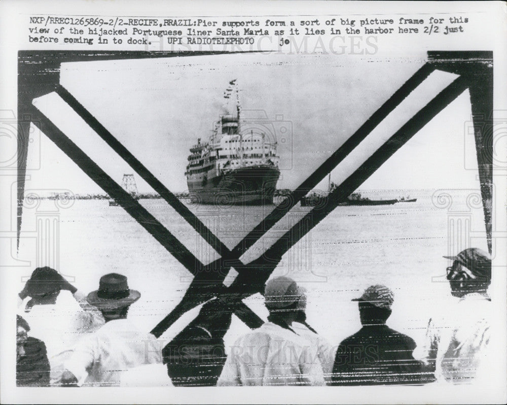 1961 Press Photo Hijacked Portuguese Liner Santa Maria - Historic Images