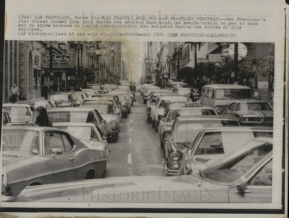 1974 Press Photo San Francisco Strike California Post Street - Historic Images