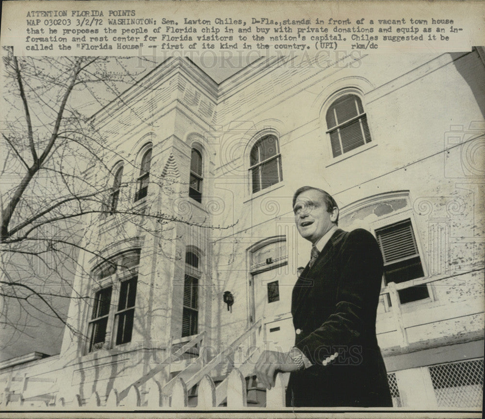 1972 Press Photo Senator Lawton Chiles Florida House - Historic Images