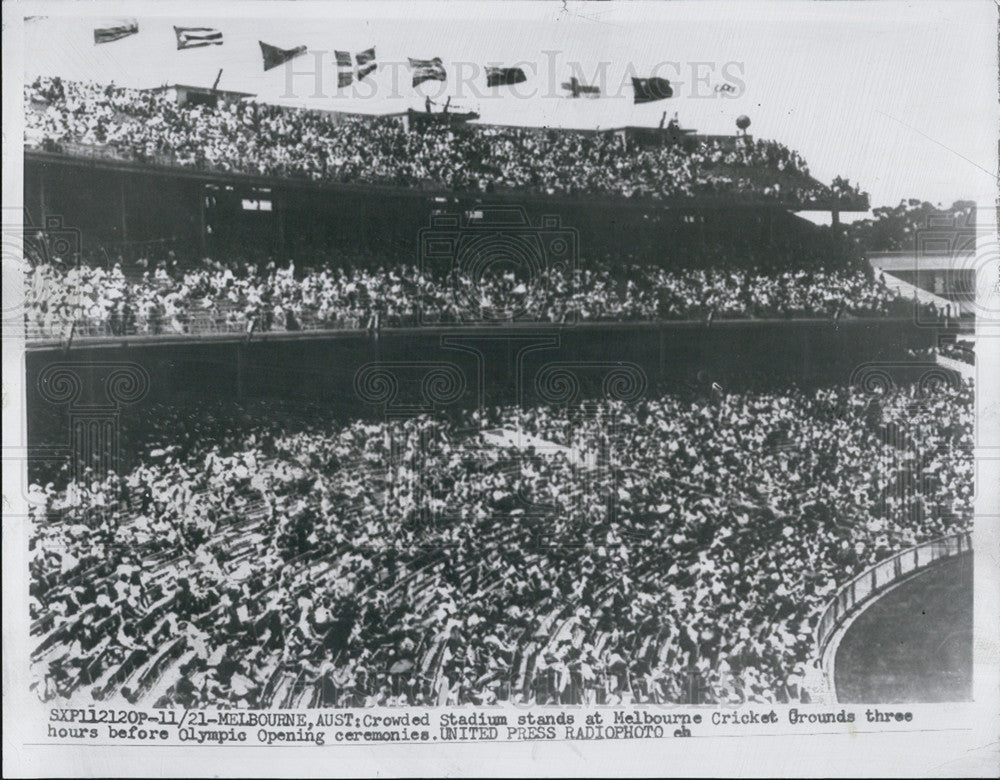 1956 Press Photo Crowded stadium in Melbourne Australia Opening of Olympics - Historic Images