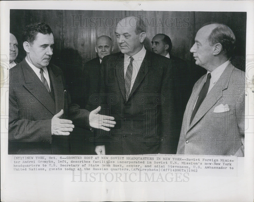 1962 Press Photo Andrei Gromyko Dean Rusk Soviet Foreign Minister - Historic Images