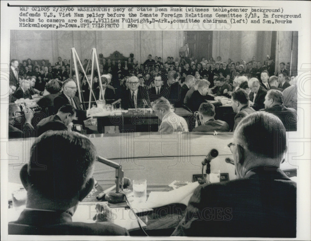 1966 Press Photo Sec of State Dean Rusk  and Sen foreign relation Committee - Historic Images