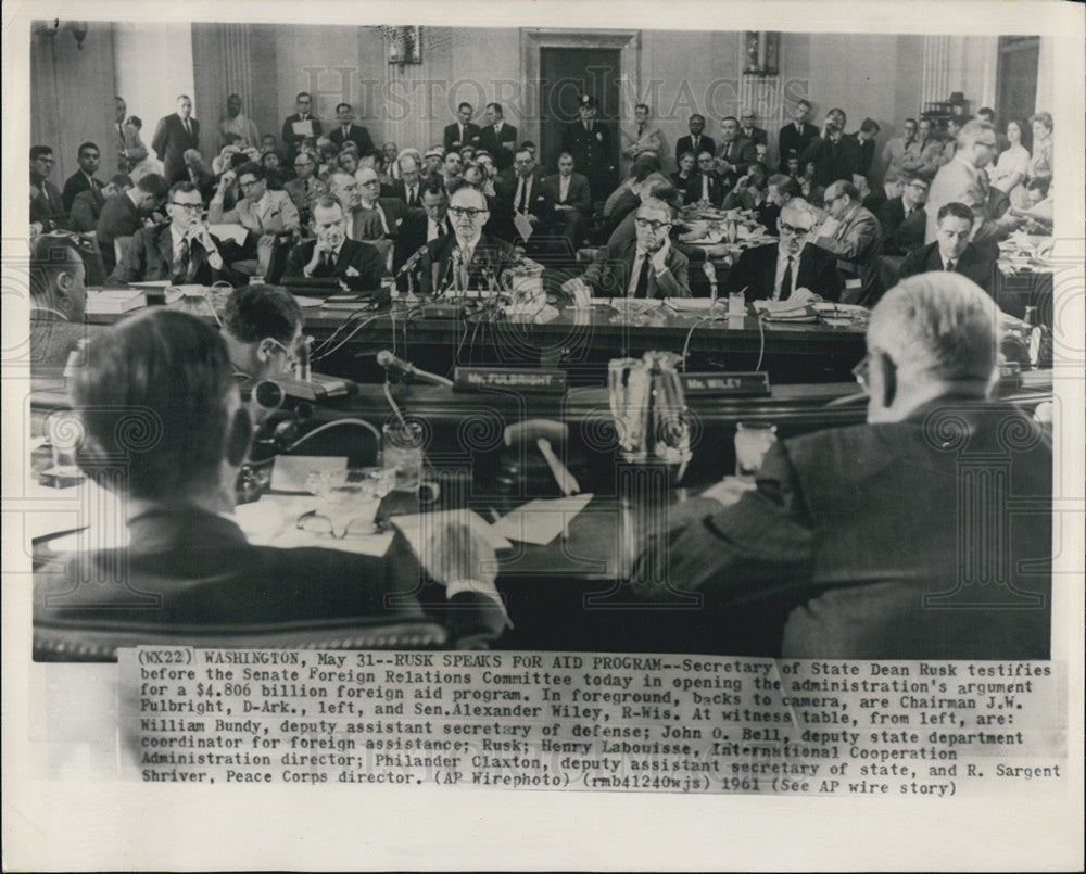 1961 Press Photo of Dean Rusk speaking at Senate Foreign Relations Committee - Historic Images