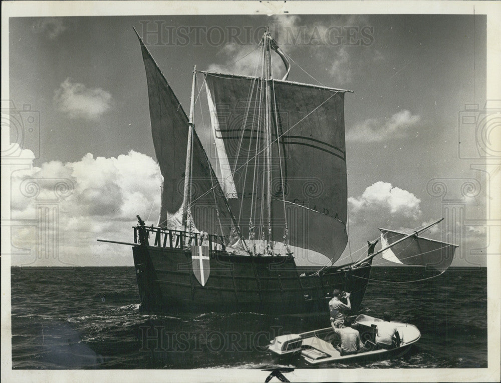 1963 Press Photo Nina 11 Ship Bill Hartigan 1492 ABC Television - Historic Images