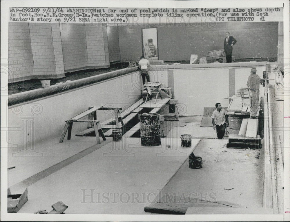 1964 Press Photo Rep HR Gross, Pool Construction - Historic Images