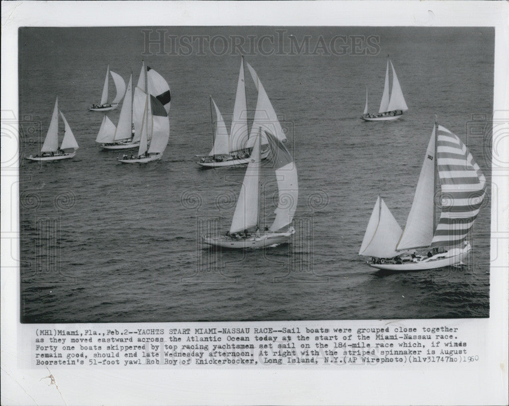 1960 Press Photo Yacht Race Miami Nassau - Historic Images