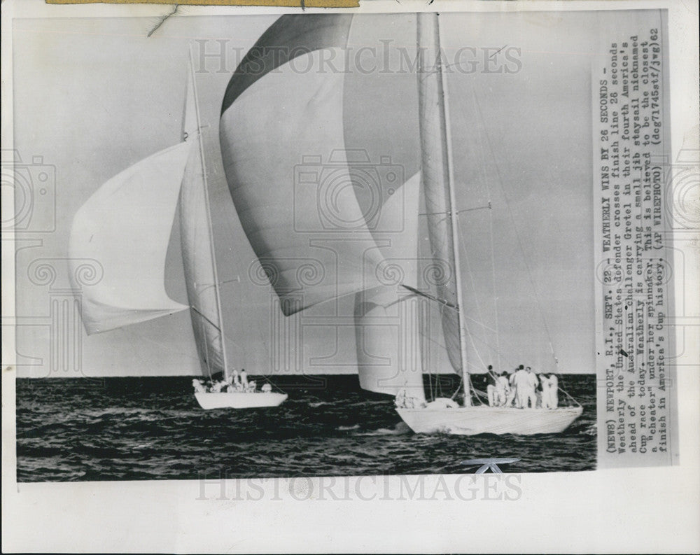 1962 Press Photo defending boat in America&#39;s Cup - Historic Images