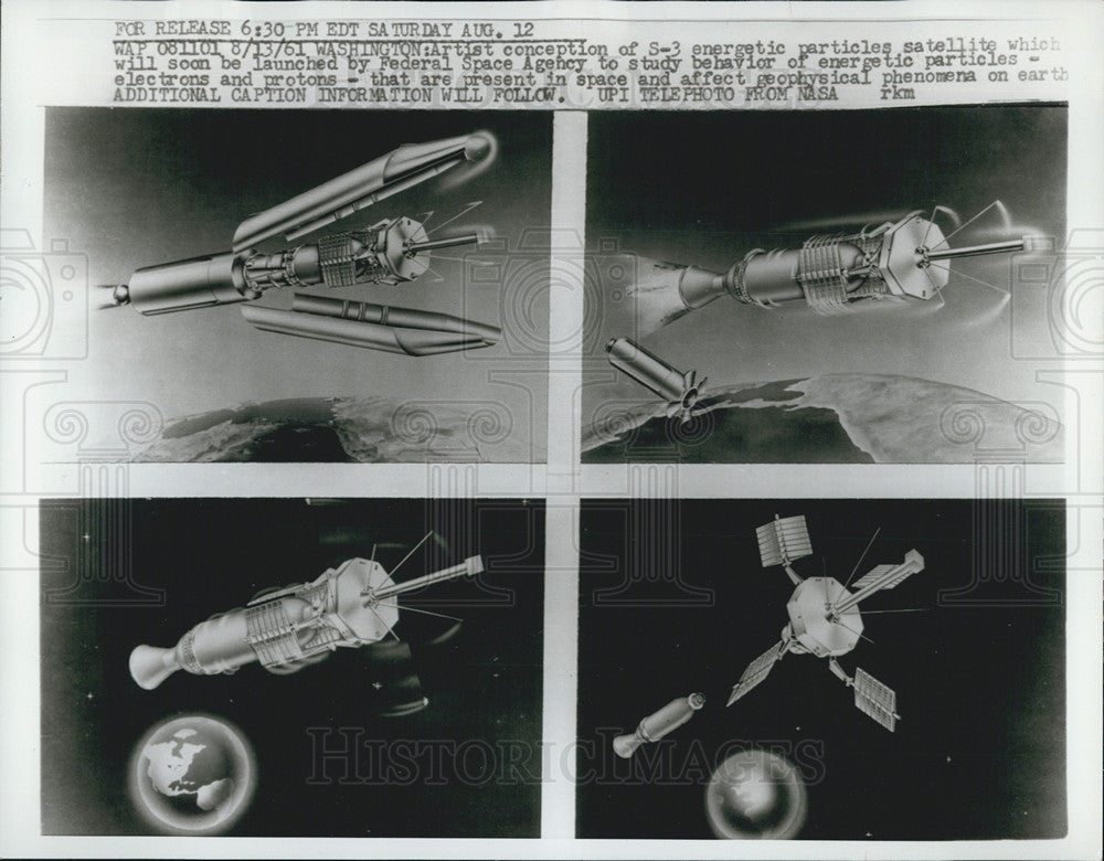 1961 Press Photo The 83lb octagon shaped satellite will be placed in orbit - Historic Images