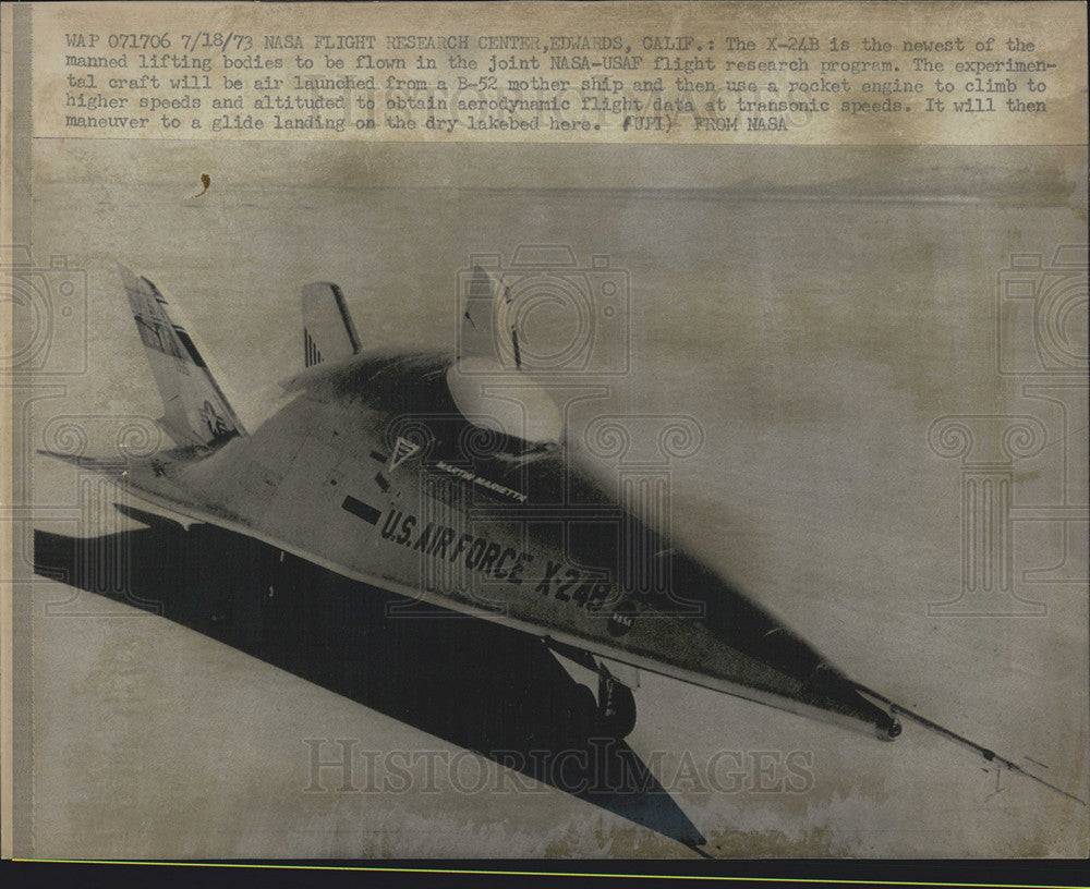 1973 Press Photo x-24B Nasa-Usaf flight research program - Historic Images