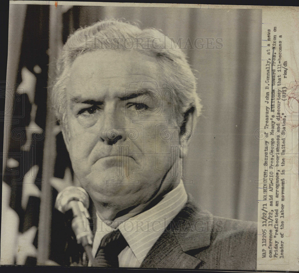 1971 Press Photo Secretary of Treasury John Connally - Historic Images