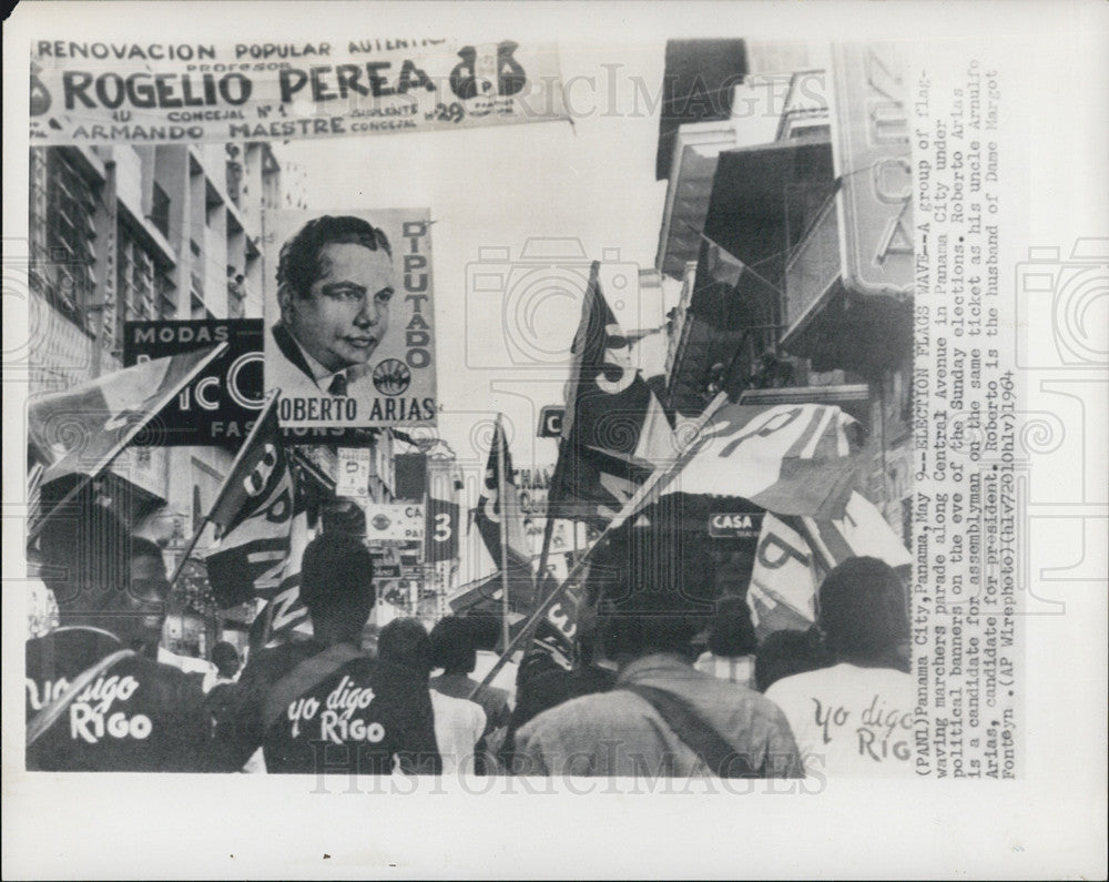 1964 Press Photo Panama City,Panama election banners - Historic Images
