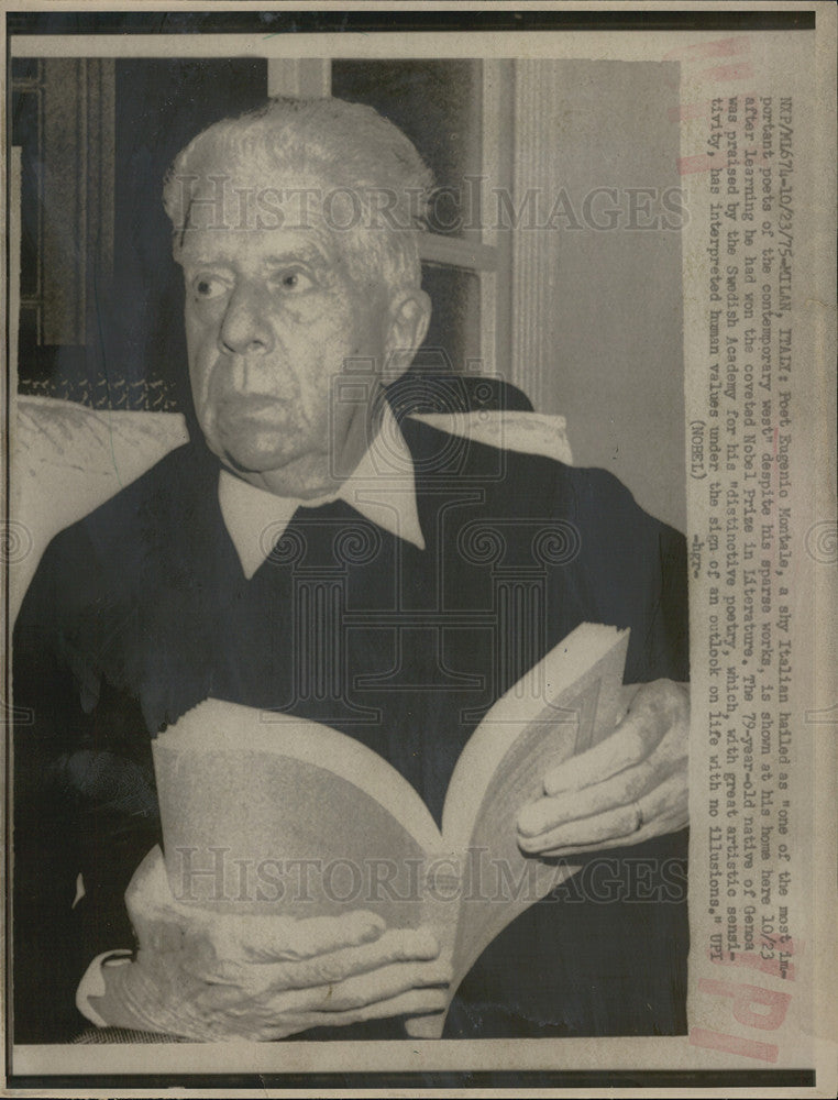 1975 Press Photo Italian poet Eugenio Montale - Historic Images