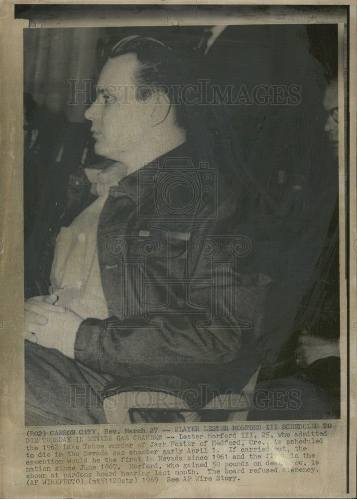 1969 Press Photo Lester Morford III Murderer Scheduled to Die in Gas Chamber - Historic Images