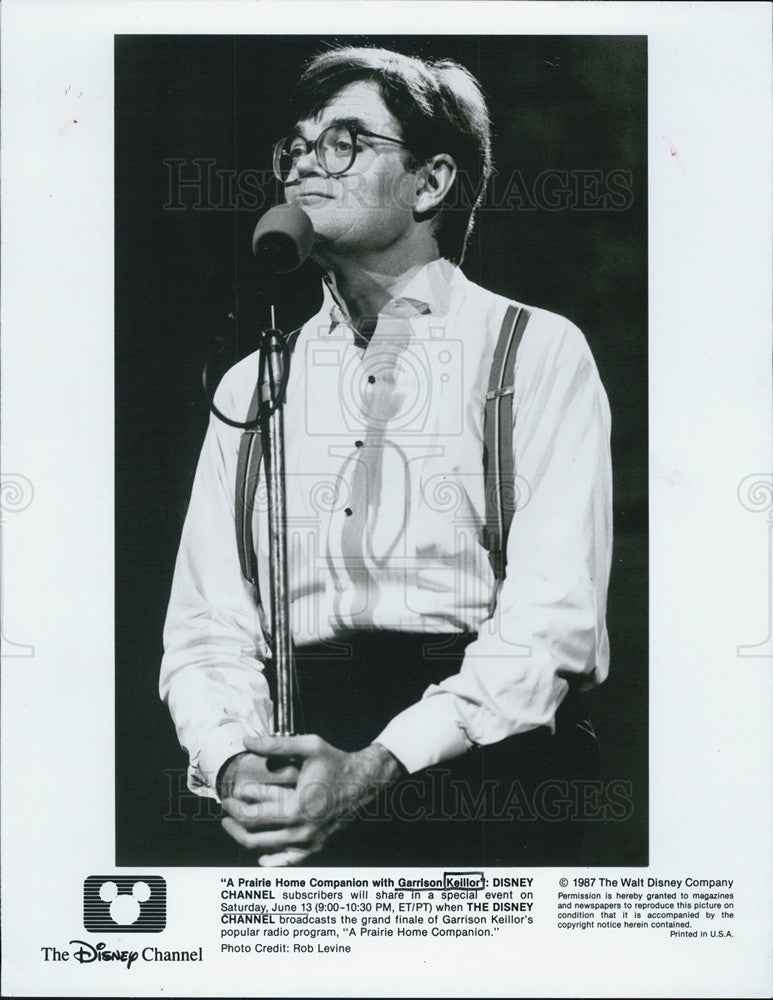 1987 Press Photo Garrison Keillor stars in &quot;A Prairie Home Companion&quot; on Disney. - Historic Images