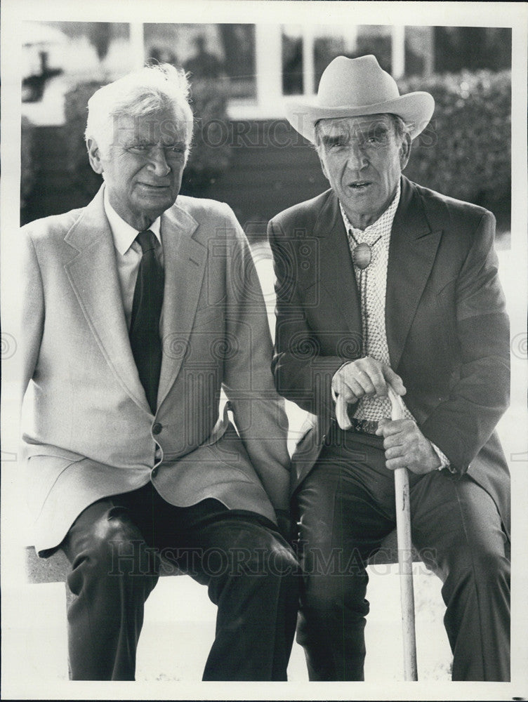 1978 Press Photo Actors Buddy Ebsen and Ford Rainey stars in &quot;Barnaby Jones&quot; - Historic Images