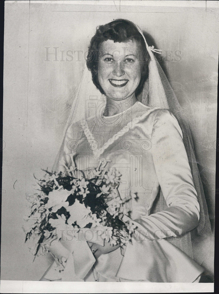 1949 Press Photo Marriage of Everett C. Norlander &amp; Joan Eldridge - Historic Images