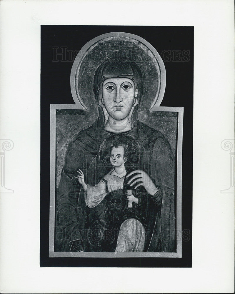 1957 Press Photo Tempera Madonna and Child Enthroned - Historic Images