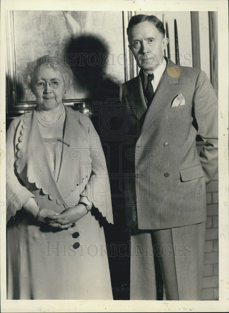 1934 Press Photo Illinois University President Dr. Arthur Cutts Willard &amp; wife - Historic Images