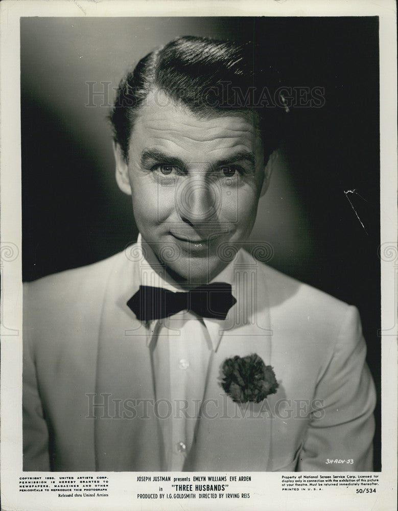 1951 Press Photo Emlyn Williams, Three Husbands - Historic Images