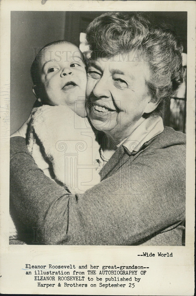 1961 Press Photo Eleanor Roosevelt, Great-Grandson - Historic Images