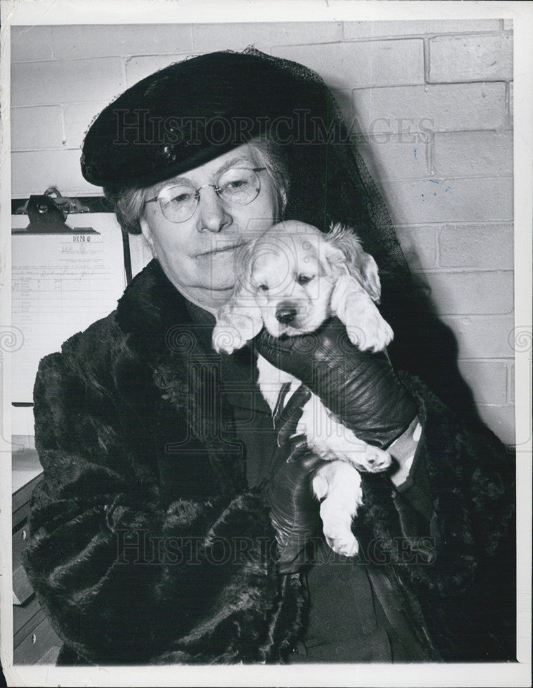 1947 Press Photo Feller a Cocker Spaniel flew from Washington  with Nurse Marden - Historic Images