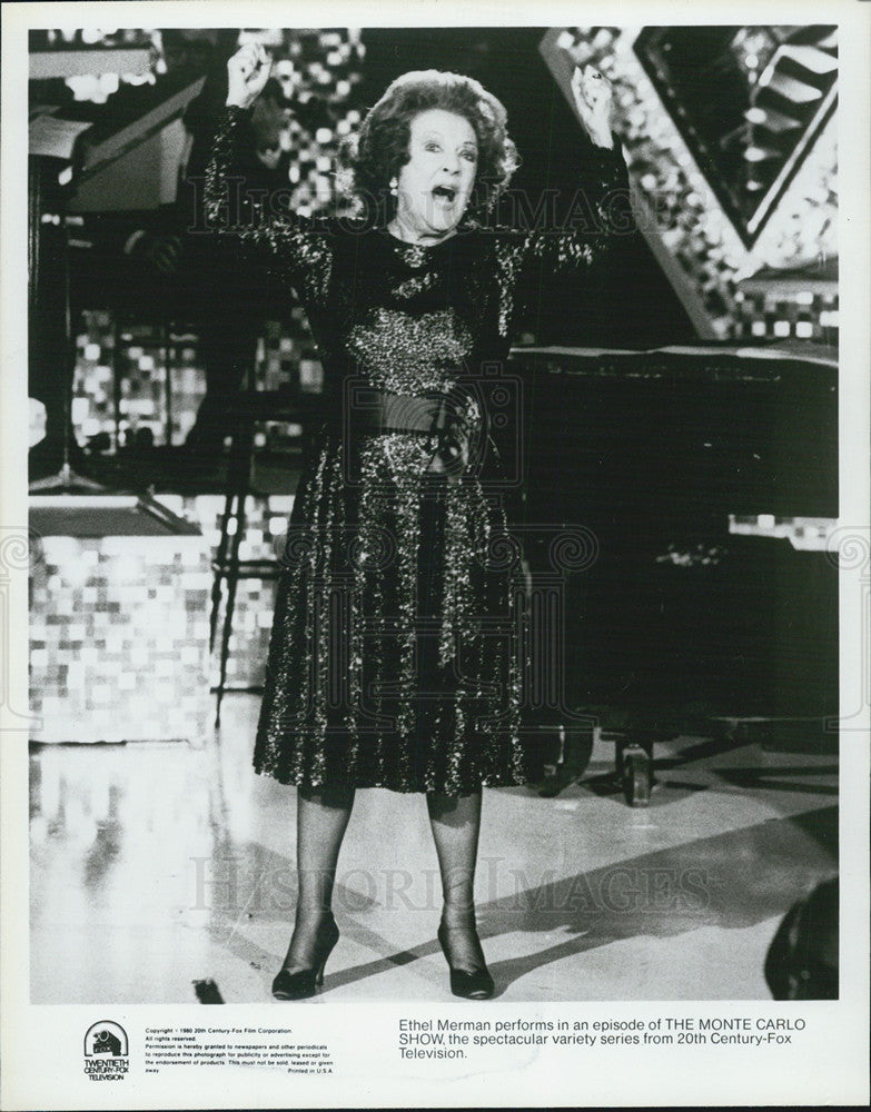 1957 Press Photo Ethel Merman on &quot;The Monte carlo Show&quot; - Historic Images