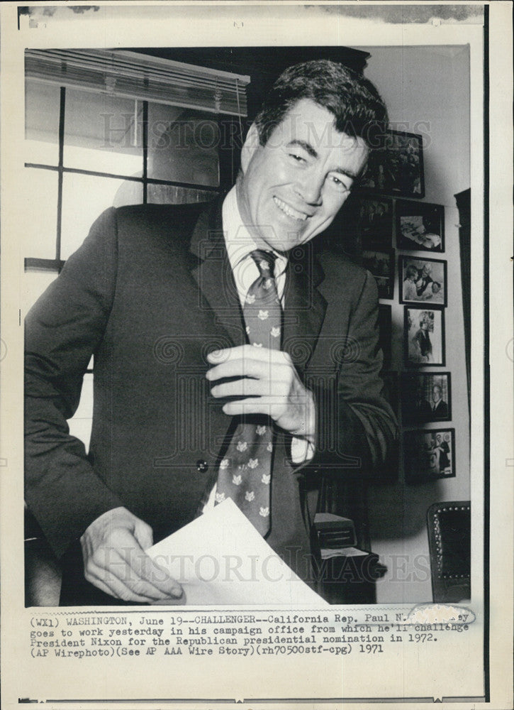 1971 Press Photo of Rep. Paul McCloskey running for GOP presidential nomination - Historic Images