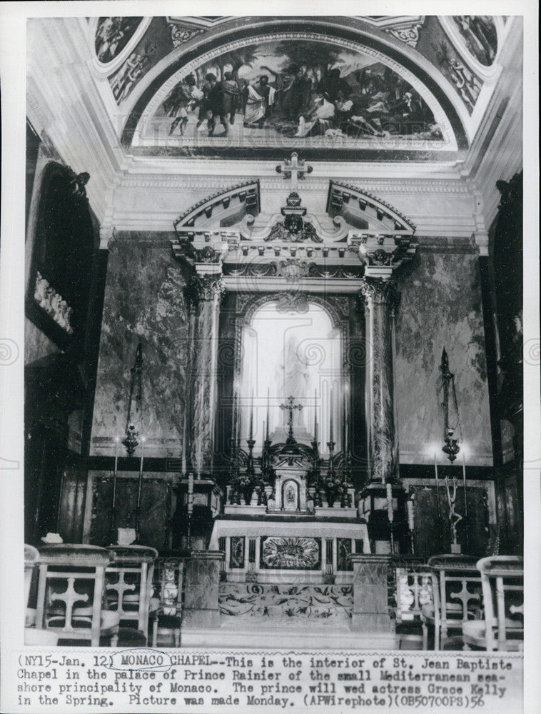 1956 Press Photo St Jean Baptiste Chapel in Palace of Prince Rainier - Historic Images