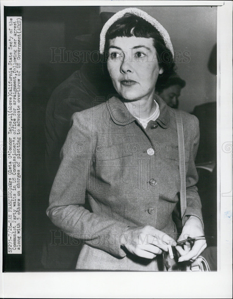 1951 Press Photo Oleta O&#39;Connor Yates California Communist Party Official - Historic Images