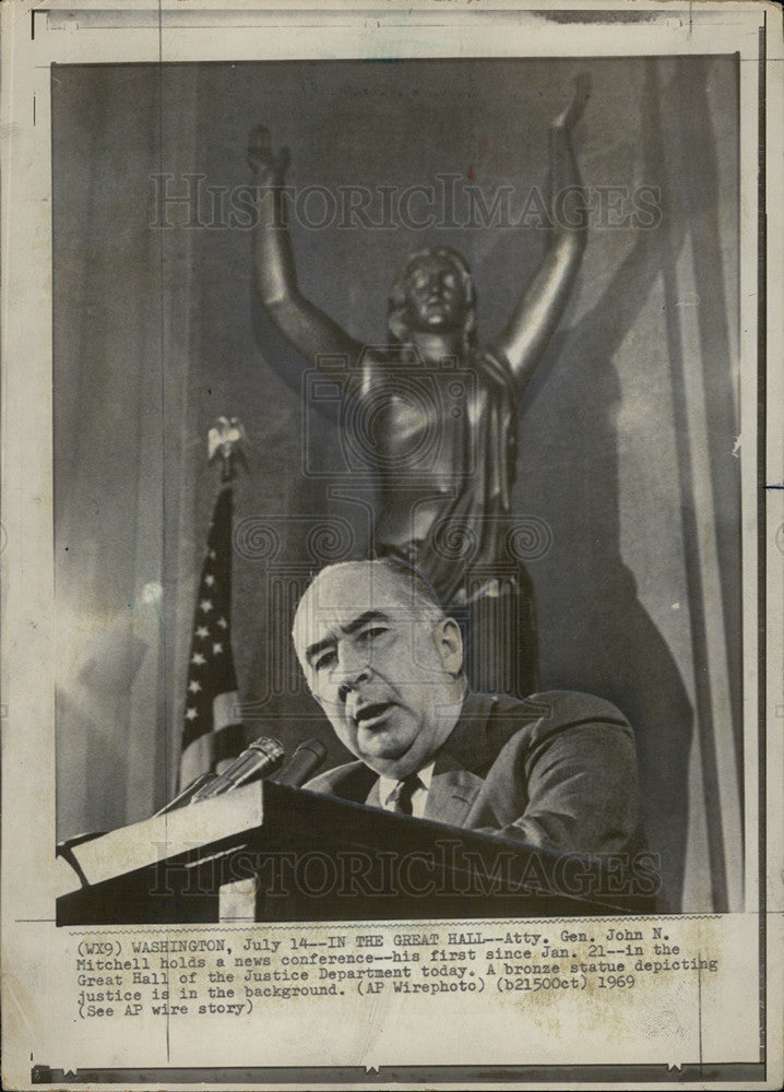 1969 Press Photo John N. Mitchell, attorney general - Historic Images