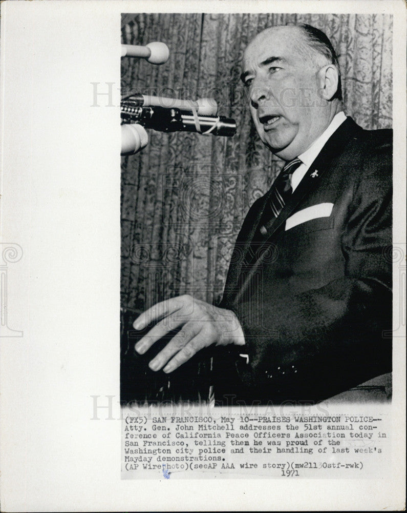 1971 Press Photo John N. Mitchell, attorney general - Historic Images