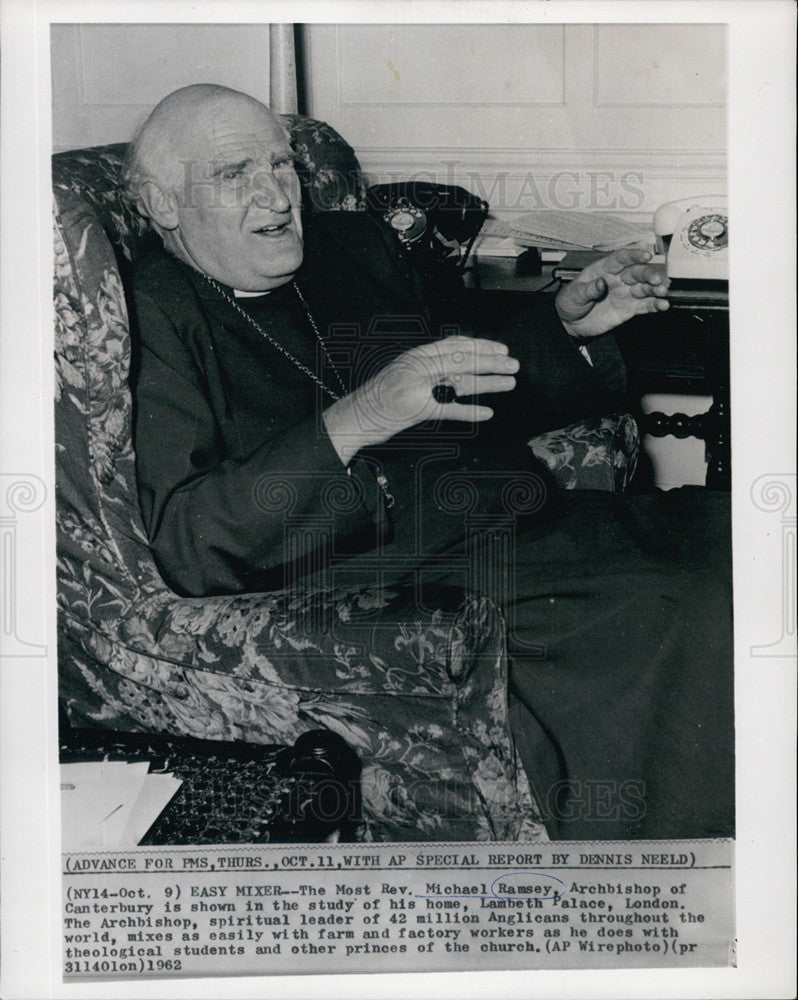 1962 Press Photo Most Rev Michael Ramsey,Archbishop of Canterbury - Historic Images