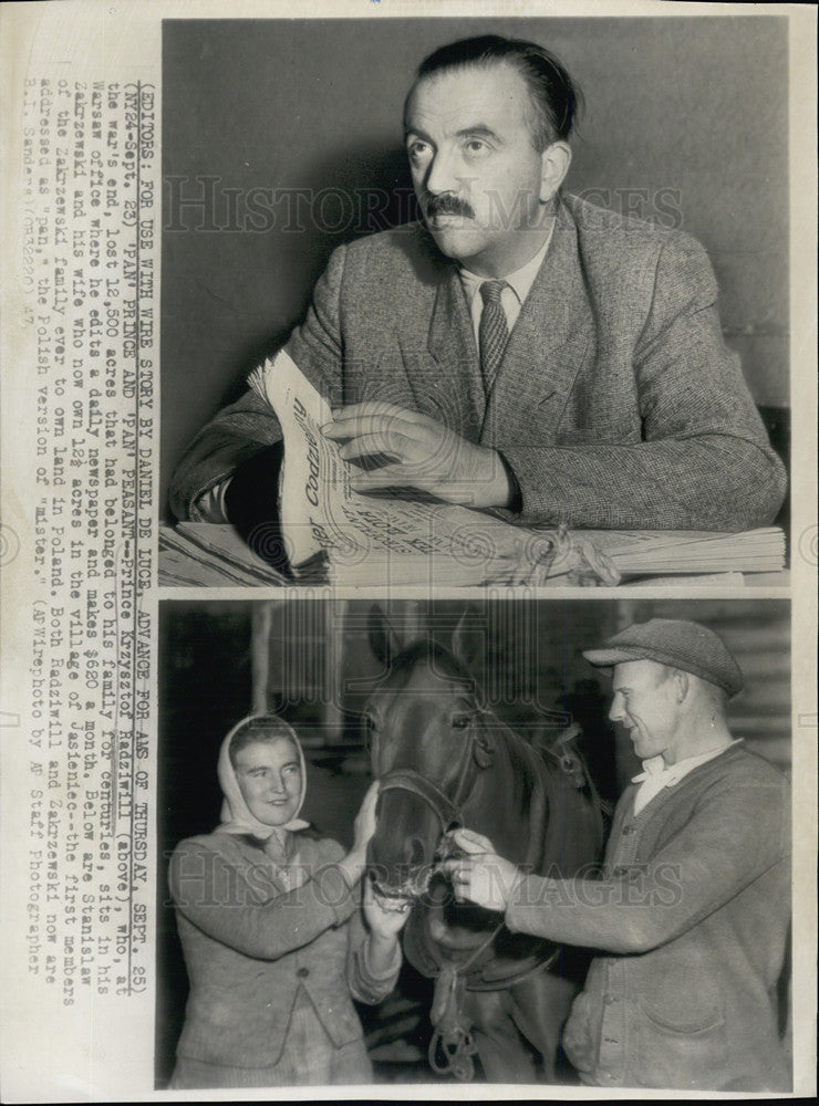 1947 Press Photo Prince Kraysztof Radizwill and wife Lee - Historic Images